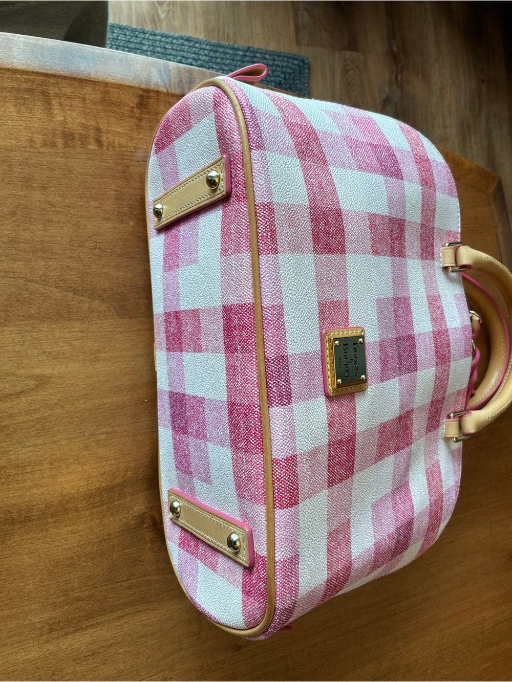 Dooney & Bourke Pink Quadretto Gingham Plaid Zip Zip Satchel - Picture 5 of 13